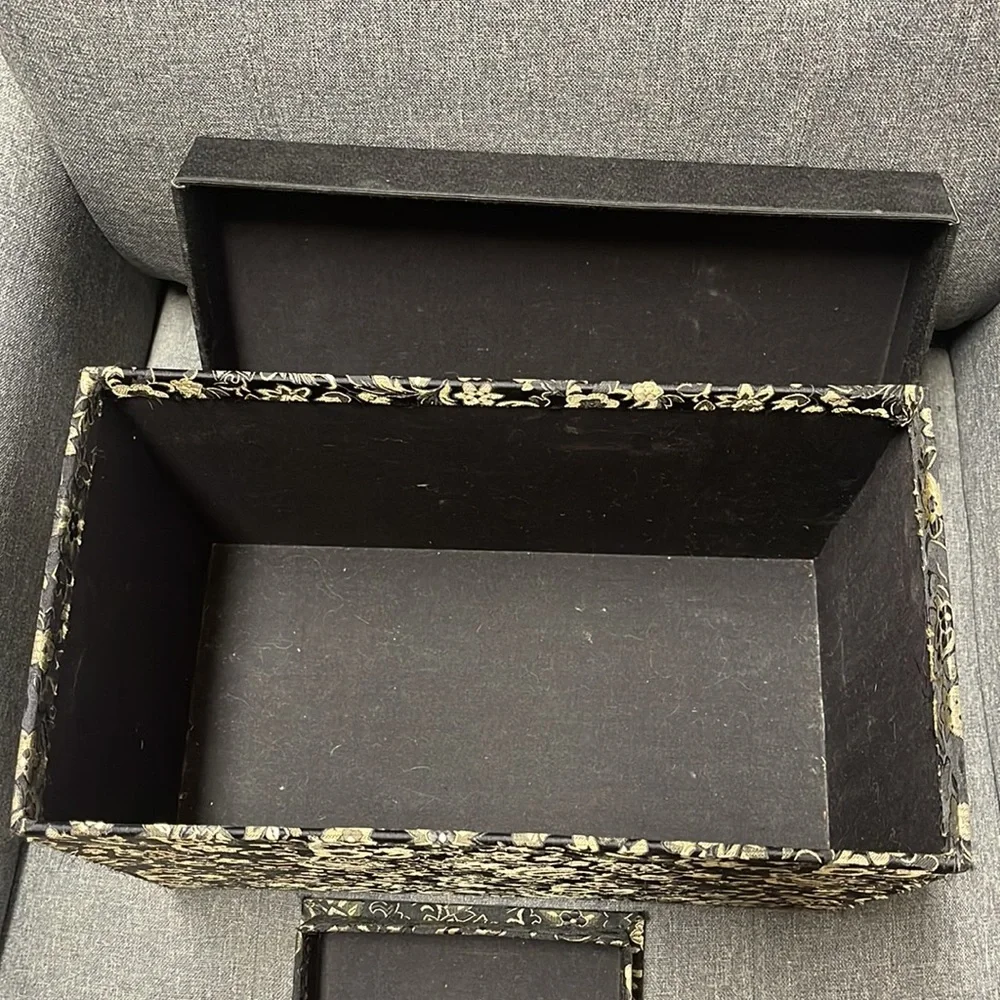 Gold Floral Fabric Covered Memory Box